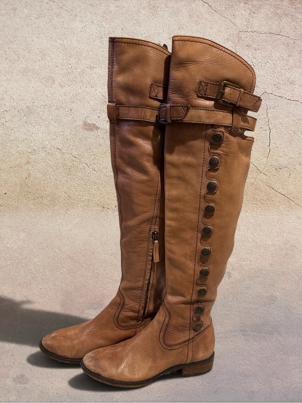 Sam Edelman Pierce Cognac Brown Leather Over-the-Knee Riding Boots Size 6